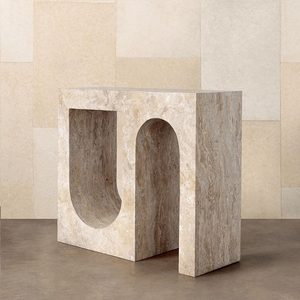 Table <span class=keywords><strong>console</strong></span> multifonctionnelle moderne en marbre travertin Cammy Stone, design Wabi-Sabi pour <span class=keywords><strong>entrée</strong></span> et salon - Product Image 3