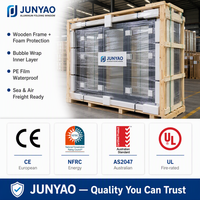Fenêtre pliante accordéon double vitrage insonorisée JUNYAO pour usage commercial, en aluminium 6063-T5, certifiée NFRC CE, ODM pour hôtels