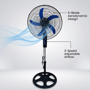 Ventilateur sur pied de 18 pouces avec pales orange, oscillant, hauteur réglable, moteur AC, commande mécanique pour le refroidissement domestique - Product Image 3