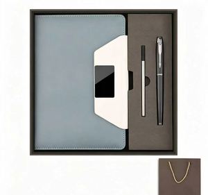 Coffret Cadeau Carnet et Stylo Orange avec Couverture Blanche Personnalisable pour Marquage de Marque et Cadeaux d'Entreprise en Gros - Product Image 2