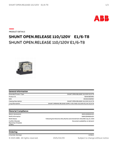 ชันท์โอเพ่น.รีลีส 110/120V E1/6-T8 1SDA038290R1 8015644382902 - Product Image 4
