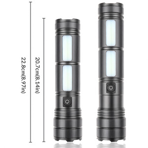 ไฟฉายด้านข้างแบบ Cob ขนาด 20.7 ซม. แบตเตอรี่แบบชาร์จไฟได้ ความสว่างสูง ไฟ LED สีขาว สำหรับใช้งานกลางแจ้ง - Product Image 1