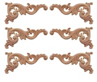 Applique décorative sculptée traditionnelle en bois d'hévéa massif non peint de haute qualité pour canapé, chaise, table et mobilier multi-espaces