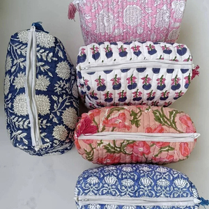 Meilleure Vente Grandes Trousses Cosmétiques Vintage en Coton Matelassé, Sac <span class=keywords><strong>de</strong></span> <span class=keywords><strong>Toilette</strong></span> Fait Main Imprimé au Bloc pour Femme - Product Image 2
