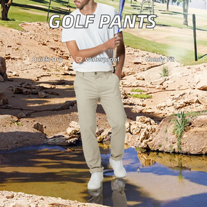 กางเกงกอล์ฟผ้าแคนวาสสำหรับผู้ชาย ปรับแต่งได้ ระบายอากาศ แห้งเร็ว กันน้ำ น้ำหนักปานกลาง ทรงขาตรง มีตัวเลือกหลายแบบ ผ้าฝ้าย 100% สำหรับฤดูใบไม้ร่วง - Product Image 3