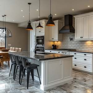 Îlot de cuisine en bois avec rangement et évier, design 24 heures, contreplaqué, panneau de particules, MDF, armoire de cuisine pour appartement - Product Image 5