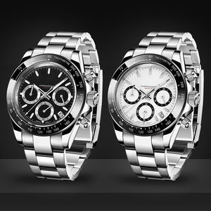 Montre sport à quartz pour homme, étanche, lumineuse, avec bracelet en acier inoxydable, cadran rond de 40 mm, largeur de bracelet de 20 mm, dernier modèle - Product Image 4