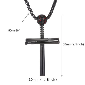 Collar con Colgante de Bate de Béisbol para Hombre, Acero Inoxidable, Estilo Punk, Joyería Religiosa Masculina, Adornos para Amantes del Deporte - Product Image 4