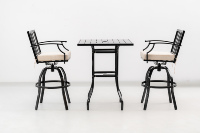 Ensemble de bar d'extérieur en métal résistant aux intempéries, tabourets de bar pivotants, table haute de patio, mobilier de jardin, 2 chaises de bar, 1 table de bar