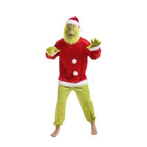 Masque de Noël <span class=keywords><strong>Grinch</strong></span> en latex à fourrure verte, taille unique, pour voleur, costume de <span class=keywords><strong>film</strong></span> d'Halloween - Product Image 1