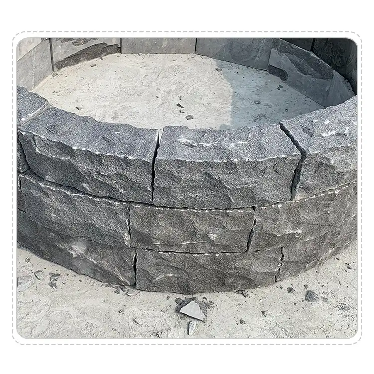 石ブロックダークグレー花崗岩分割面壁用