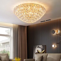 Nouvelle Suspension Luminaire Ronde de Luxe pour Salon, Lustre en Cristal avec Détecteur de Mouvement, Plafonnier LED Moderne Suspendu