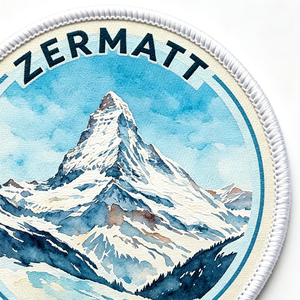 Zermatt Switzerland Mountain Embroidered Iron-On Patch Circle Shape Nonwoven Felt Gift Decorative Applique - Product Image 3