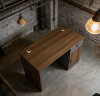 Bureau d'ordinateur sur pied écologique couleur noyer, best-seller, avec rangements intégrés - Mobilier de bureau moderne