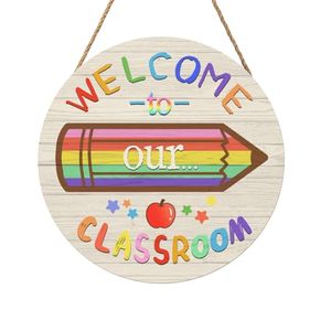 Bienvenidos a Nuestro Aula, Letrero de Madera para Puerta, Decoración de Regreso a Clases, Suministros para Maestros, Placa Redonda Colgante para Preescolar y Jardín de Niños - Product Image 2
