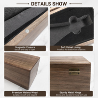 Boîte de présentation de vin rectangulaire haut de gamme faite à la main, boîte cadeau en bois de noyer noir personnalisée pour une seule bouteille, doublée de velours EVA