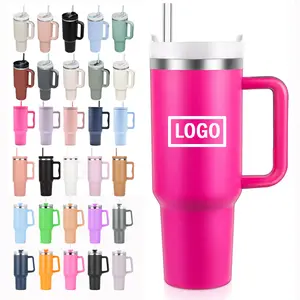 Trending Products 2024 Thermal Glass Stainless Steel custom Cups 40 Oz Tumbler Double Wall Tumbler Thermal Mug With Handle Straw