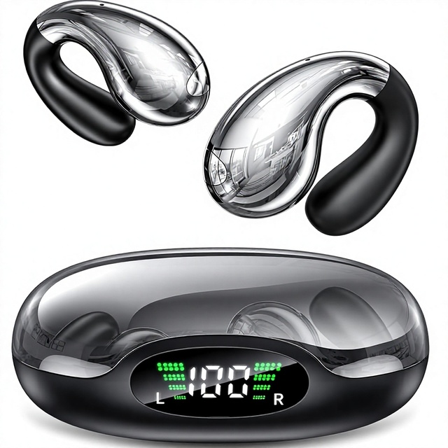 YYK-S19Ultra Open Ear Earbuds Ear-Clip Wireless Bone Conduction Headphones for 5.4Fast Charging Running Sports Travel Clear Call