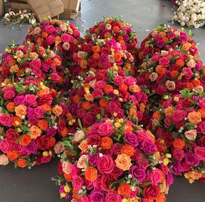 Décoration de scène pour révélation de sexe de bébé, fleurs <span class=keywords><strong>orange</strong></span> et rose, centre de table floral pour mariage, arrangement de fleurs artificielles - Product Image 6