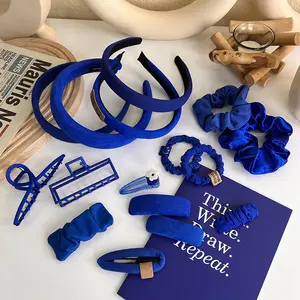 16 Stijl Nieuwe Mode Accessoires Vrouwen Geschuurd Hoofdband Sapphire Blue Gerande Doek Handgemaakte Hoofd Slijtage Haar Clip Haar Accessoires