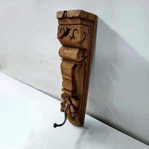 Porte-manteau mural décoratif en bois sculpté géométrique pour serviettes, manteaux, clés, foulards, ceintures – Décoration intérieure style ferme - Product Image 2