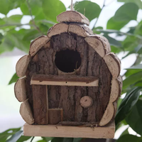 Décoration paysagère créative pour l'extérieur, ornement suspendu, nid d'oiseau en bois massif naturel, nichoir en bois