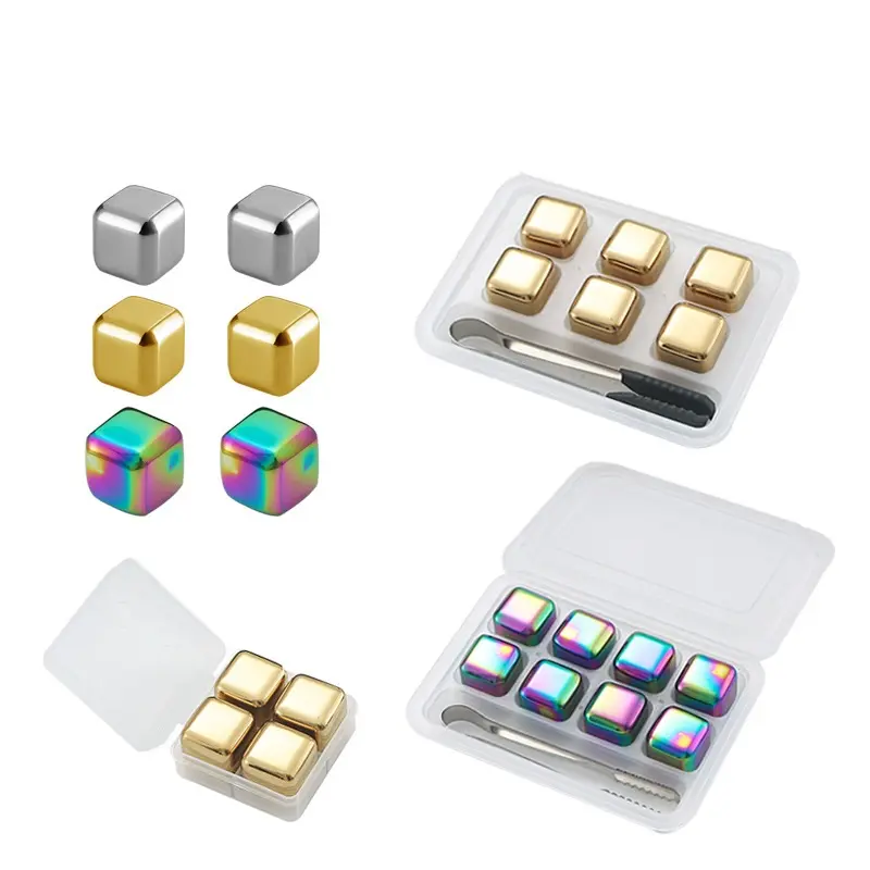 Diamond Shaped Metal Ice Cubes, Reusable Chilling Rocks Food grade refrigerated whiskey Ice Stone