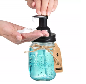 Gros Désinfectant pour les mains Pompe Couvercle En Verre Mason Jar avec Noir Distributeur de Savon Salle De Bains Accessoires - Product Image 6
