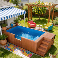Kunststoff-Holz-Glasfaser-Schwimmbecken, oberirdische Struktur mit Poolabdeckung für Dachpools