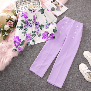 2024 filles printemps nouveauté 8-12 <span class=keywords><strong>ans</strong></span> porter imprimé à manches longues chemises et pantalons longs filles 2 pièces ensemble de vêtements - Product Image 6