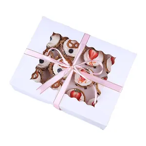 Sinh thái thân thiện chất lượng cao Kraft hộp giấy cho 2/4/6/12 cupcake hộp giấy với cửa sổ cho bánh rán hộp