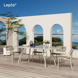 Jardín Patio Mesa de picnic Patio Bistro Villa de lujo Patio trasero Hotel Restaurante Mesa Aluminio Al Aire Libre Mesa de comedor larga - Product Image 1