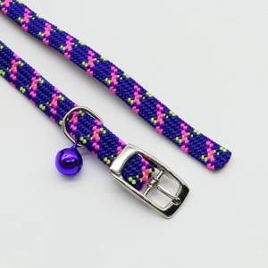 Collar de gato morado de 12 pulgadas de lujo del fabricante directo Patrón de rayas elásticas con característica de ruptura Collar de mascota seguro y elegante - Product Image 5