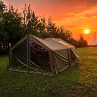 Premium Starry 7 ㎡   Tente de camping gonflable en tissu de coton technique épaissi avec auvent de pluie supplémentaire, intérieur spacieux et fenêtres surdimensionnées