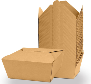 Contenedores de papel para llevar para alimentos, seguros para microondas, resistentes a las fugas, para el almuerzo, cajas desechables para ensaladas Kraft - Product Image 1