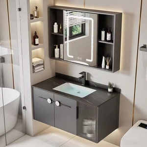 Tủ lavabo treo tường nhà máy, tủ phòng tắm có gương LED, tủ phòng tắm đặt hàng OEM, chậu rửa mặt gốm sứ tùy chỉnh - Product Image 1