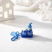 Cadeau de Noël, Père Noël, flocon de neige, LED bleue, jouet de décompression en plastique à deux boutons, porte-clés tactile