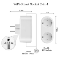 Enchufe Inteligente Inalámbrico Wifi Esp8684 CE Tuya con Control Remoto, Doble Salida, Estándar Europeo, con Medidor de Energía