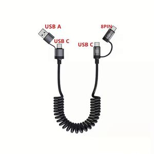 สายชาร์จเร็ว Pd 100W แบบขดสปริงชนิด C แบบ4 in 1 USB a/type-C ไปยัง USB C สายข้อมูล - Product Image 5