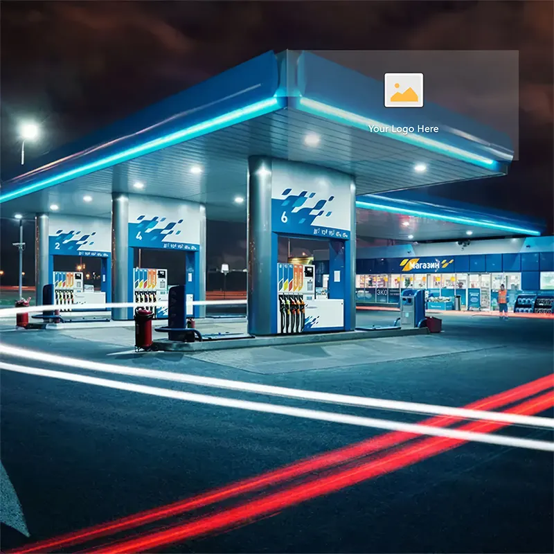 Petrol Filling Station Manufacturer Prefabricated Led Petrol Station Lighting Canopy led gas Station Fascia Petrol Canopy