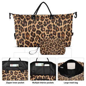 Wholesale Custom Leopard Print <b>Travel</b> <b>Bag</b> Set Sports <b>Bag</b> with Zipper Makeup <b>Bag</b> for Women - Product Image 3