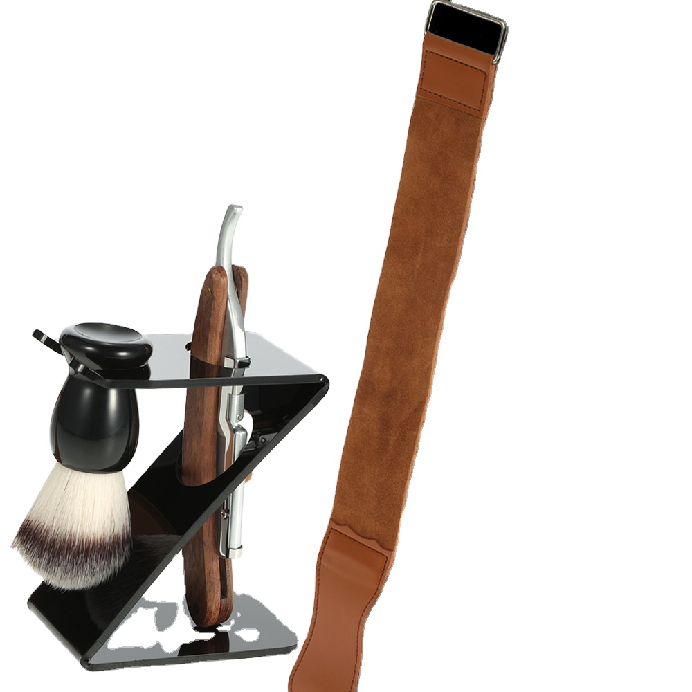 4 в 1 роскошный бритвенный набор включает парикмахерскую бритву с прямыми краями и кистью для бритья из красного дерева + барсука + подставка для кистей + кожаный ремешок