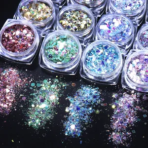 12 Couleurs Paillettes Holographiques Hexagonales pour Ongles, Flocons Brillants, Paillettes Iridescentes Épaisses, Décorations de Manucure, Fournitures pour Ongles - Product Image 4