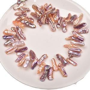 ไข่มุกน้ำจืดทรงบาร็อคธรรมชาติ 37 รู วัสดุ DIY กึ่งสำเร็จรูป แสงสว่างดี สีผสม สีขาวพีพา สำหรับทำเครื่องประดับ - Product Image 4