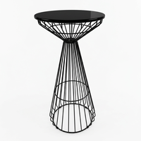 Table haute géométrique en fil de fer de 70 cm de diamètre et 110 cm de hauteur pour sièges de bar modernes et événements de banquet