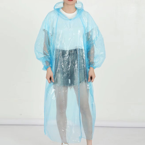 Portable Adult Style Disposable Hooded Raincoat Full Body One-Piece Drifting Blue Waterproof for Hiking for Girls