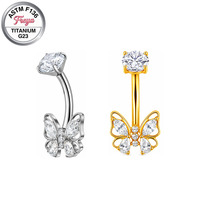 Bijoux de piercing au nombril Freya, hypoallergéniques, papillon flottant, en titane ASTM-f136, pour femmes et hommes