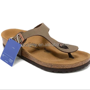 Chanclas para Hombre/Mujer con Suela de Corcho y Cuero Genuino Estilo Coreano con Diseño de Doble Botonadura Acolchadas y Elegantes para Caminar - Product Image 2