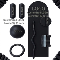 Set de Yoga y Pilates de Silicona Antideslizante Ecológico Negro con Logotipo Personalizable, Kit de Accesorios para Entrenamiento en Casa que Incluye Esterilla, Barra y Agarraderas