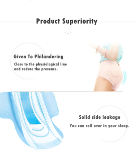 Serviette hygiénique féminine de nuit personnalisée en coton avec <span class=keywords><strong>film</strong></span> PE, super absorbante et protection anti-fuites à ailettes - Product Image 6
